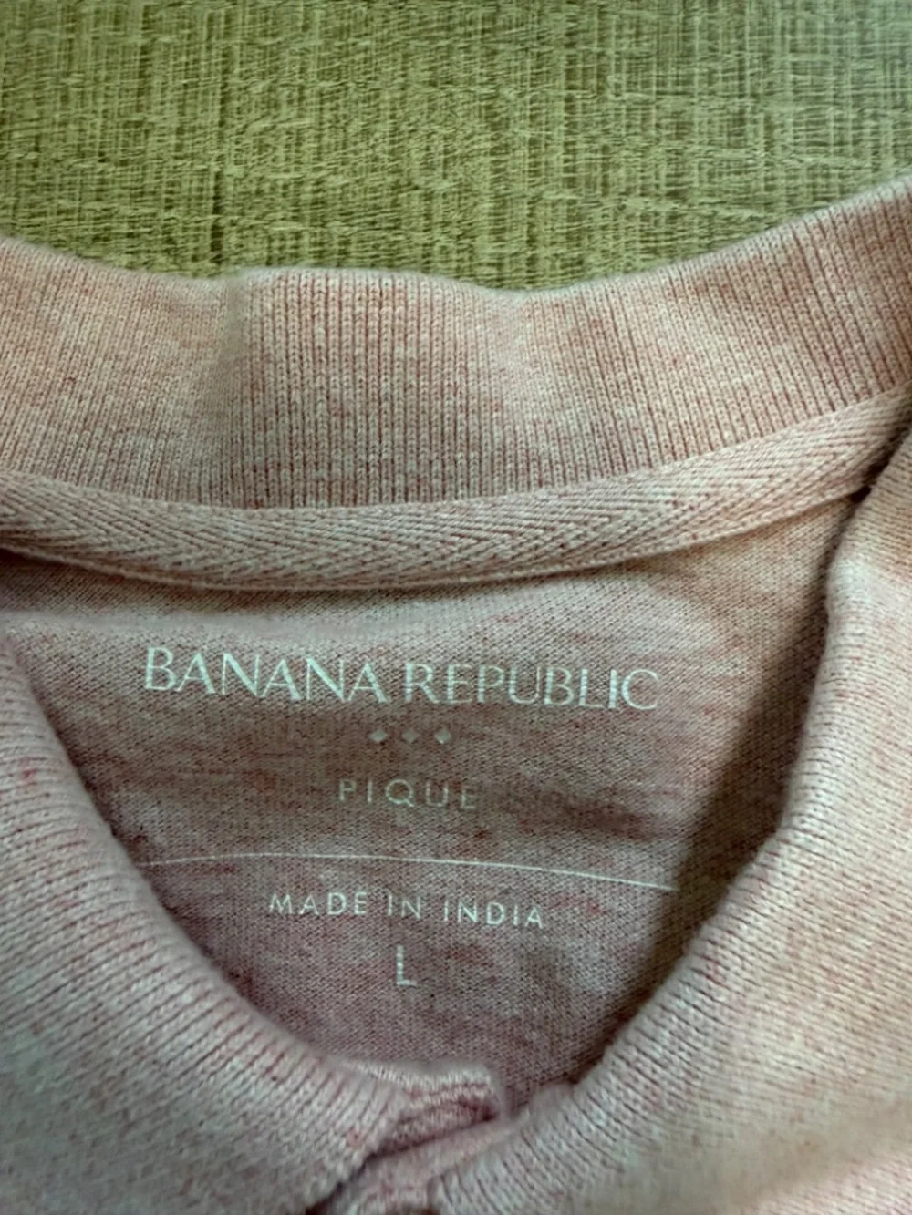 Banana Republic Pink Heathered Pique Polo Shirt Short Sleeve Size Large